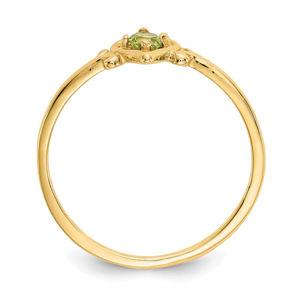 14k Round Peridot Birthstone Heart Ring