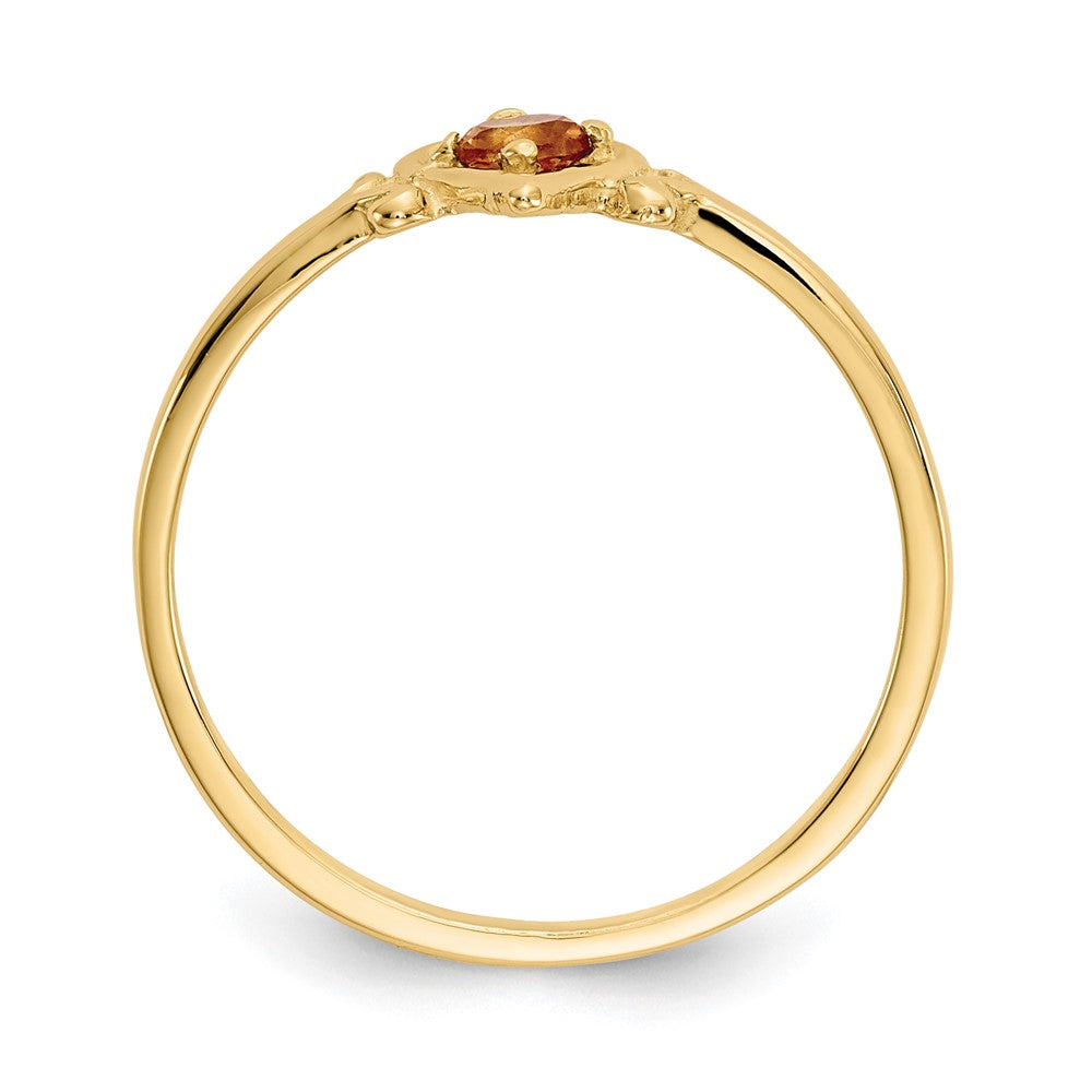 14k Round Citrine Birthstone Heart Ring