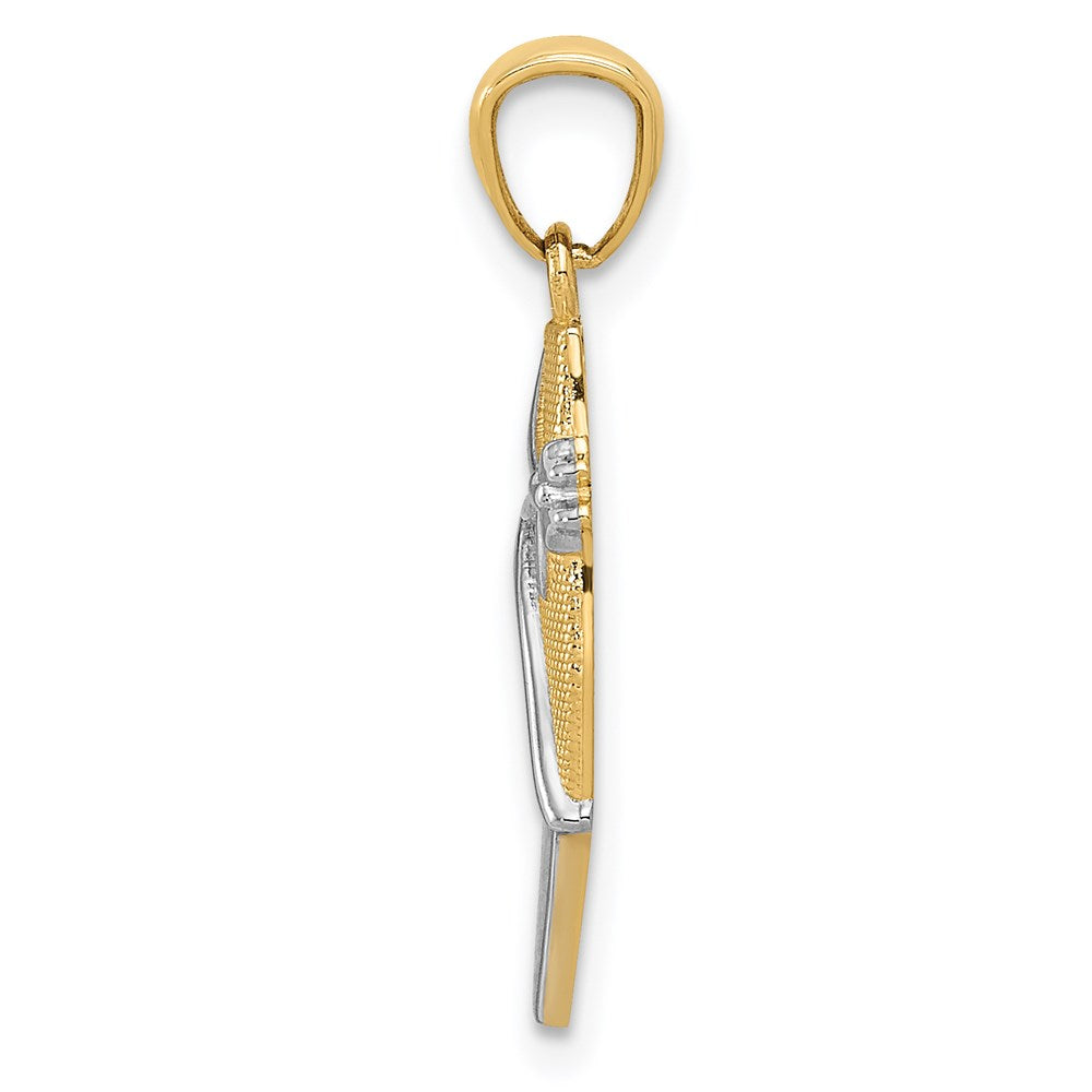 14K and White Rhodium Ballet Shoe Pendant