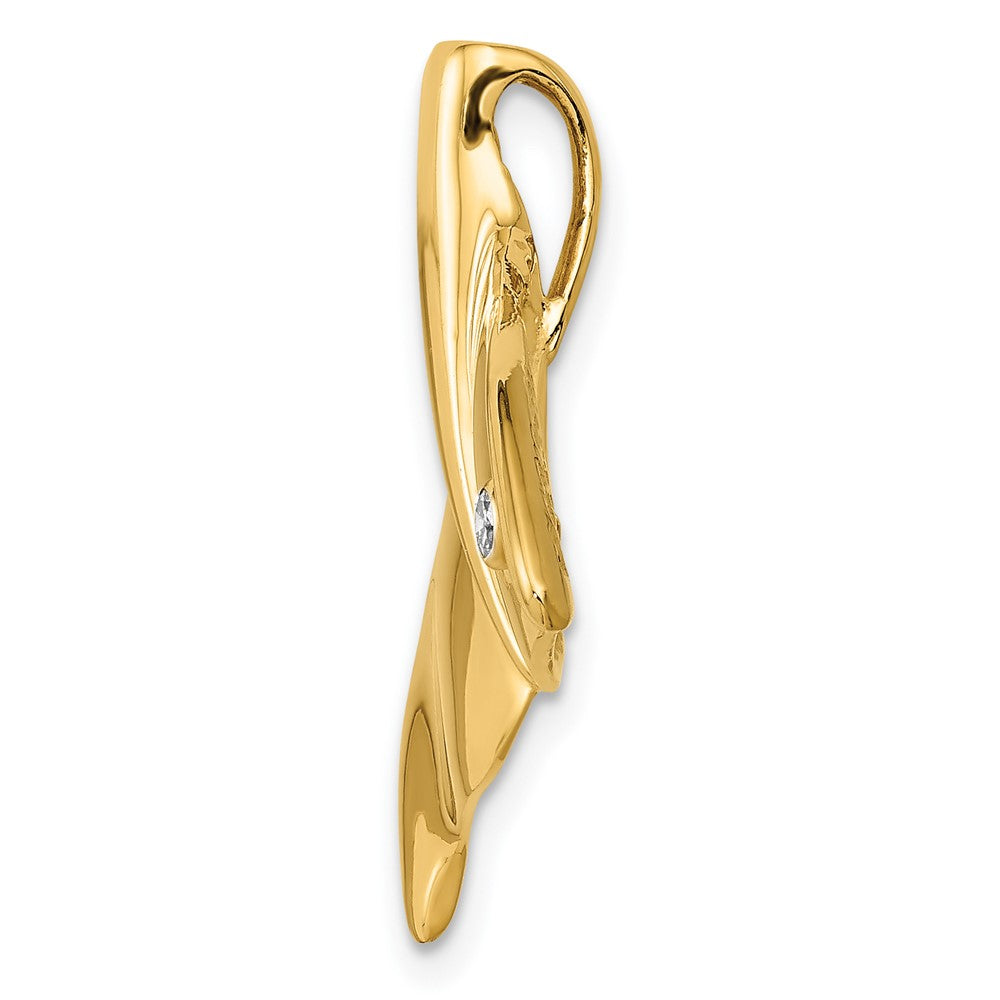 14K Diamond Whale Tail Chain Slide
