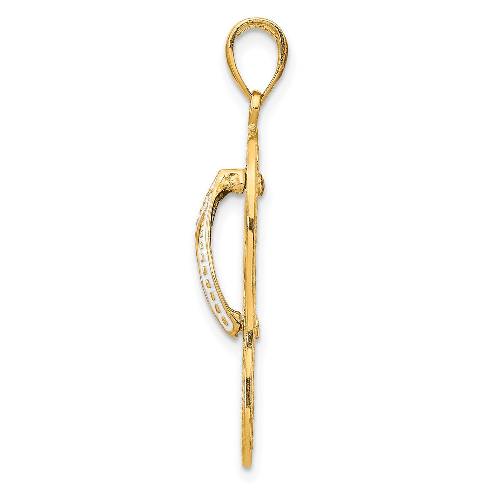 14K Green Enameled Cut-out Flip Flop with Sea Turtles Pendant