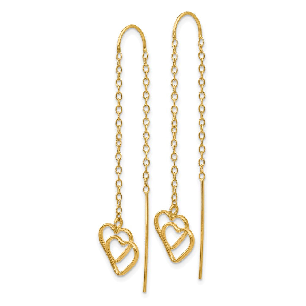 14k Double Heart Threader Earrings