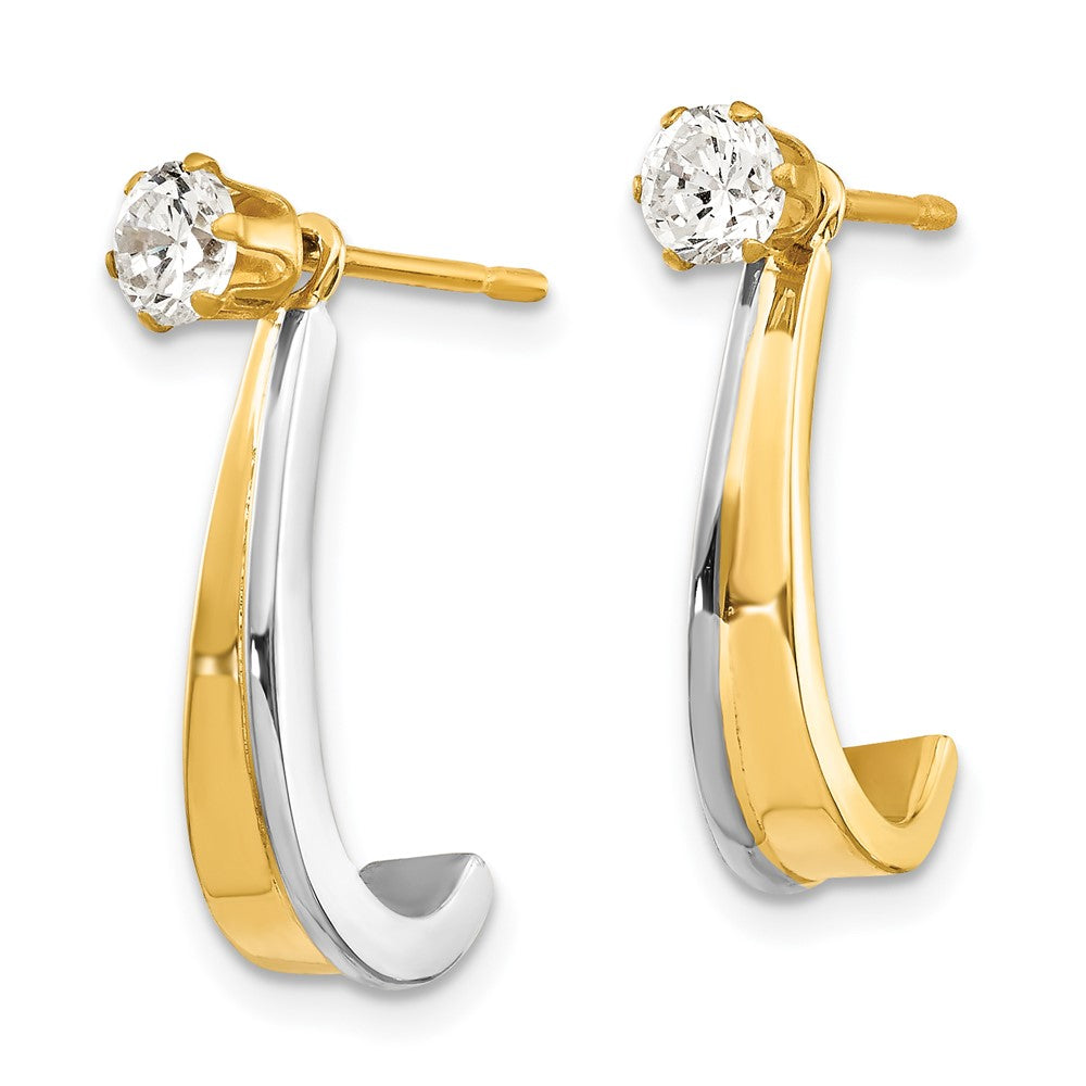 14k J Hoop w/Rhodium and CZ Earring Jacket