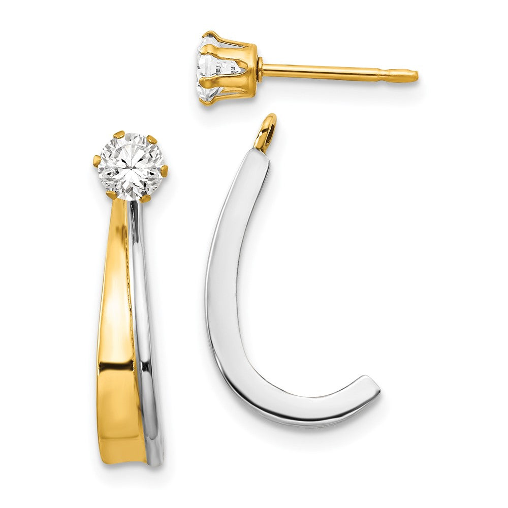 14k J Hoop w/Rhodium and CZ Earring Jacket