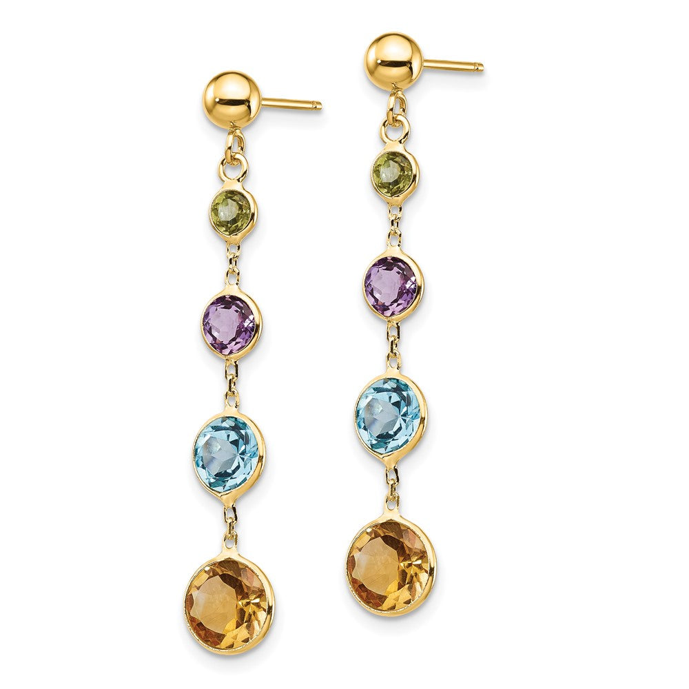 14K Peridot/Amethyst/Blue Topaz/Citrine Dangle Post Earrings