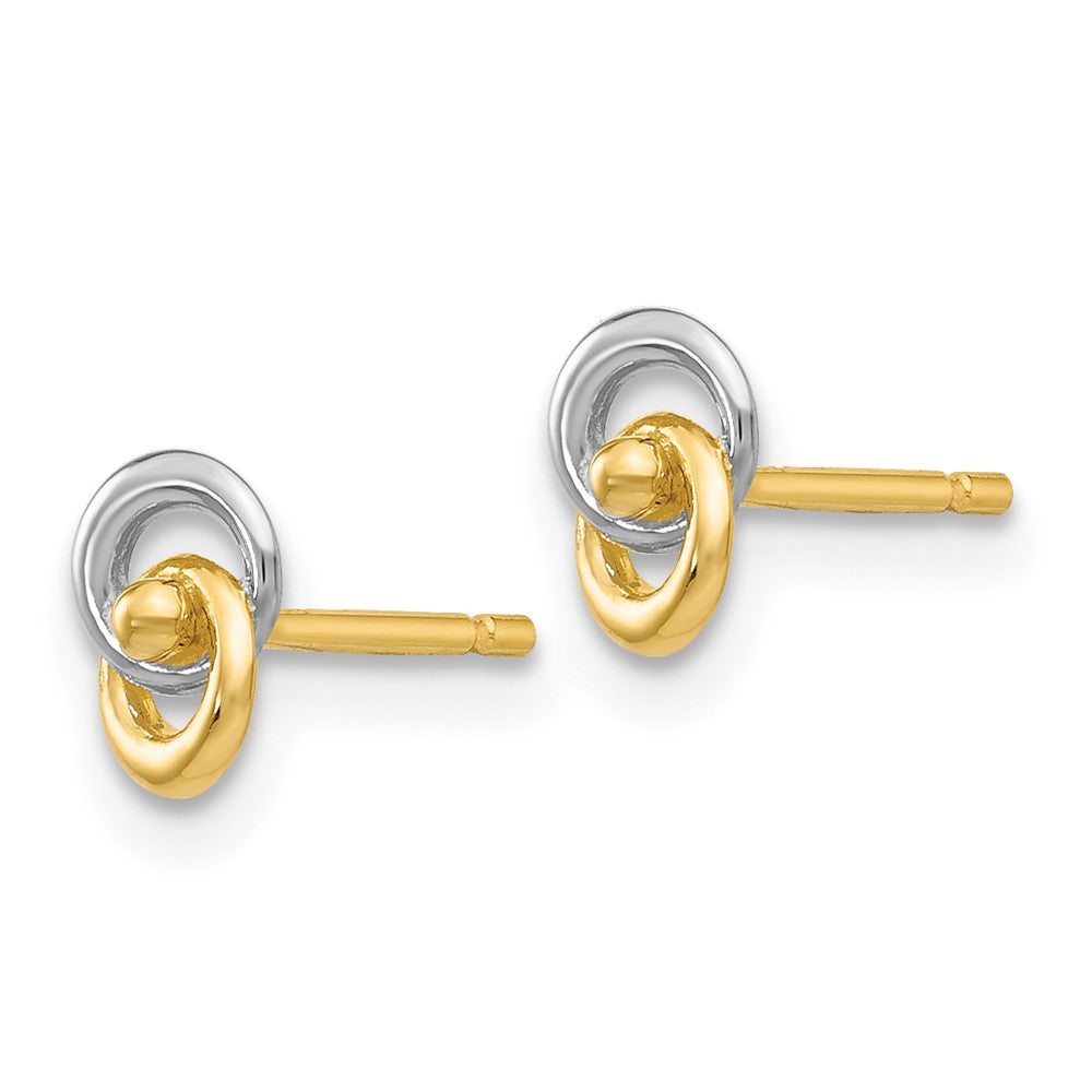 14k and White Rhodium Intertwined Love Knot Post Earrings