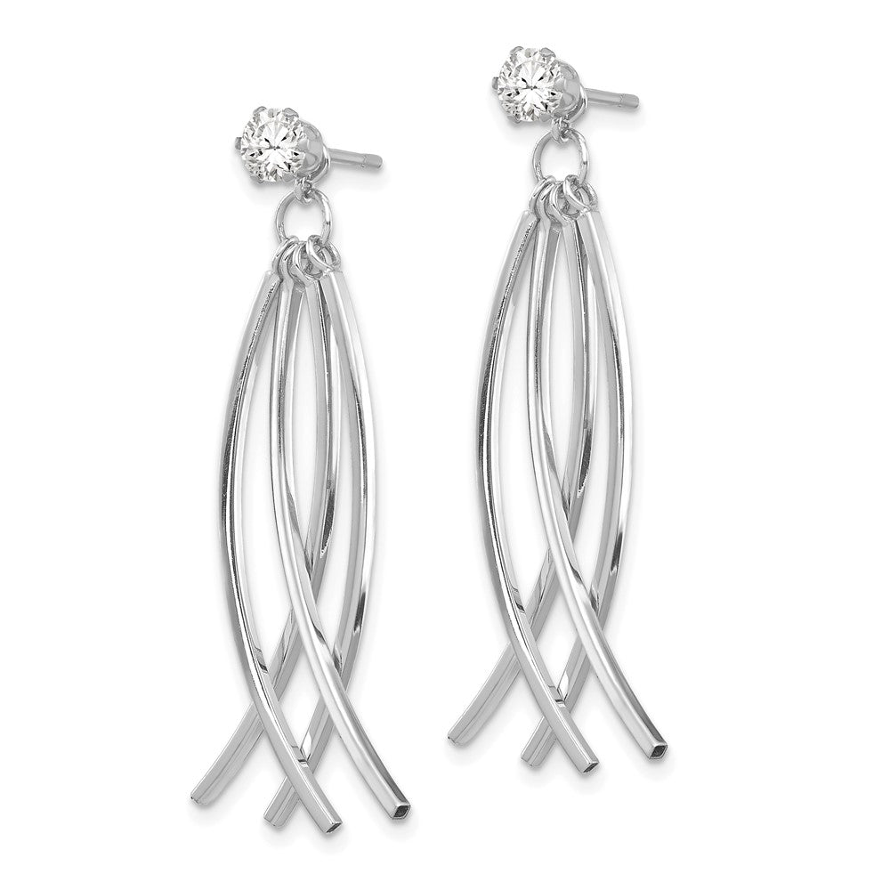 14k White Gold Curved Dangle Jackets with CZ Stud Earrings