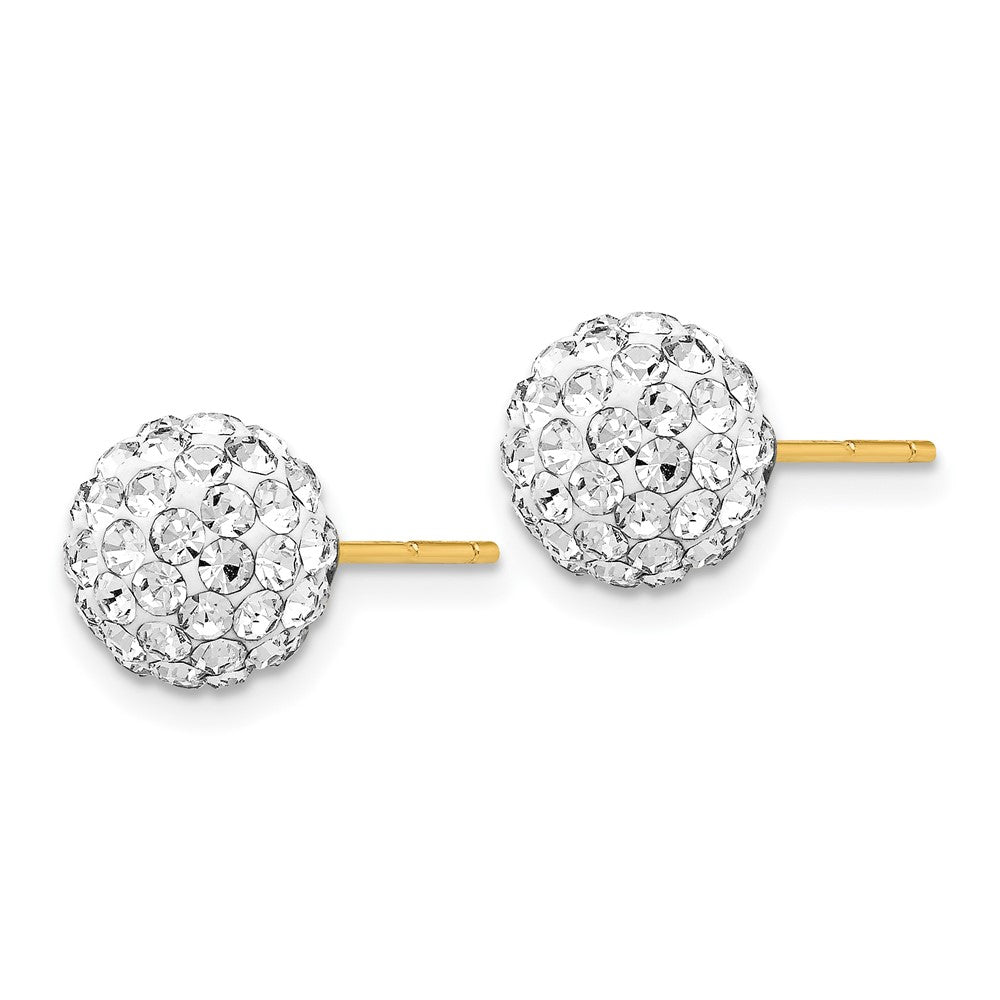 14K Clear Crystal Round Ball Post Earrings