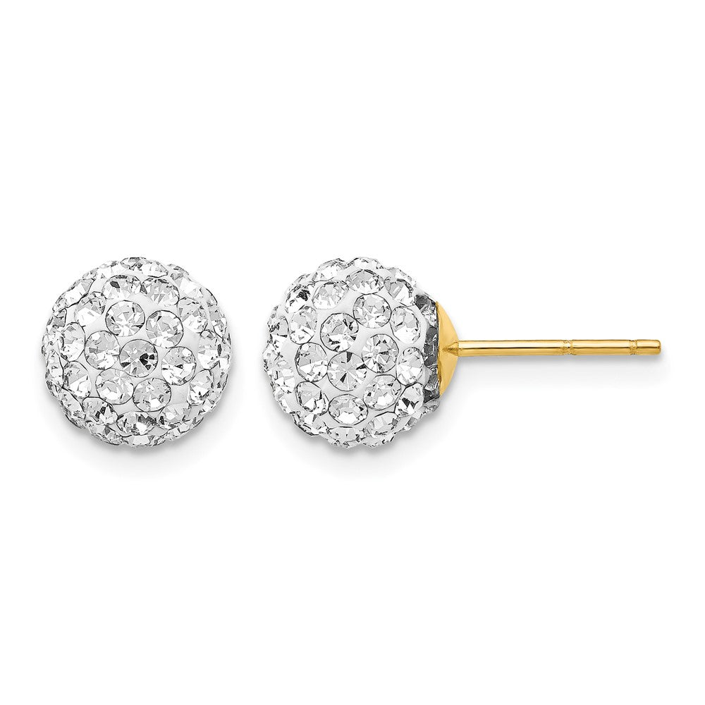 14K Clear Crystal Round Ball Post Earrings