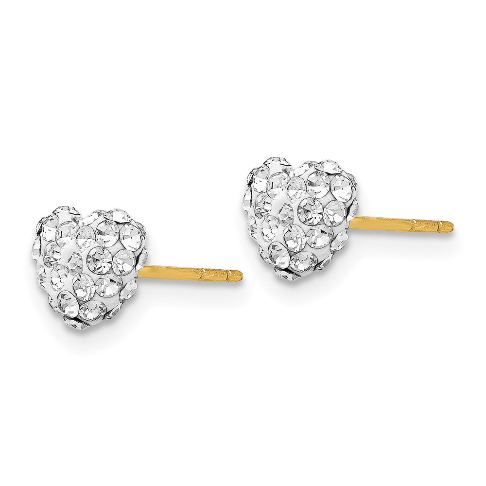 14K Clear Crystal Heart Post Stud Earrings
