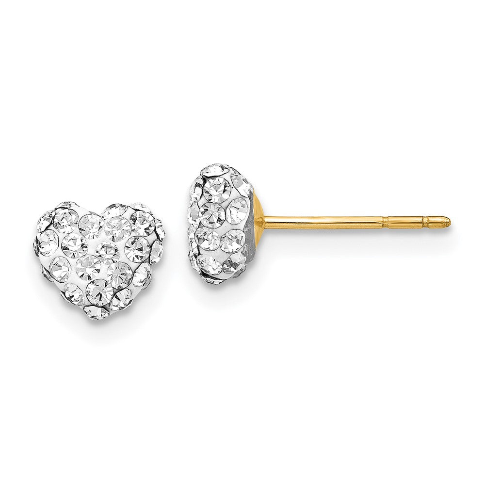 14K Post Crystal Heart Post Stud Earrings