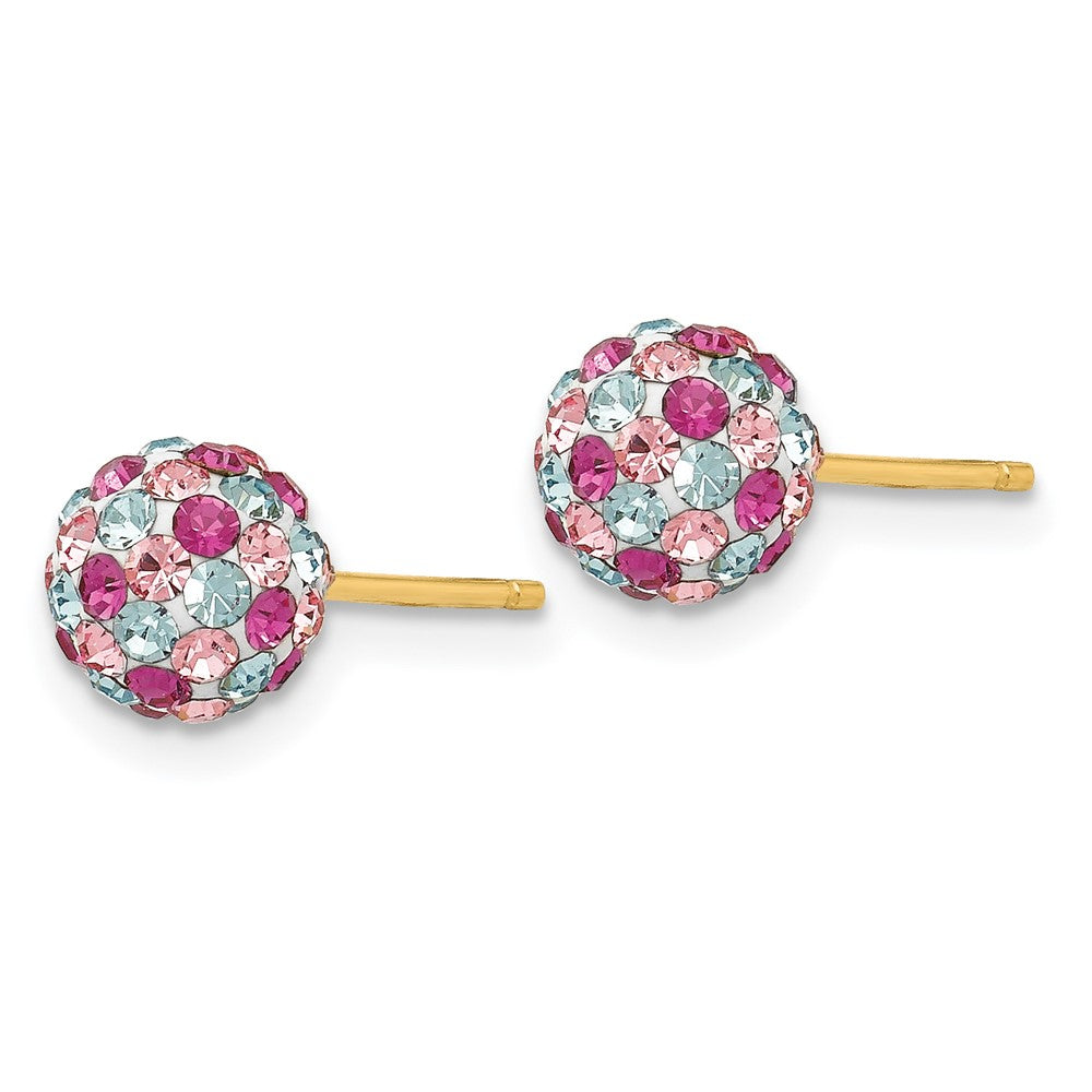 14k Pink/Blue/Multi-color Crystal Round Ball Post Earrings
