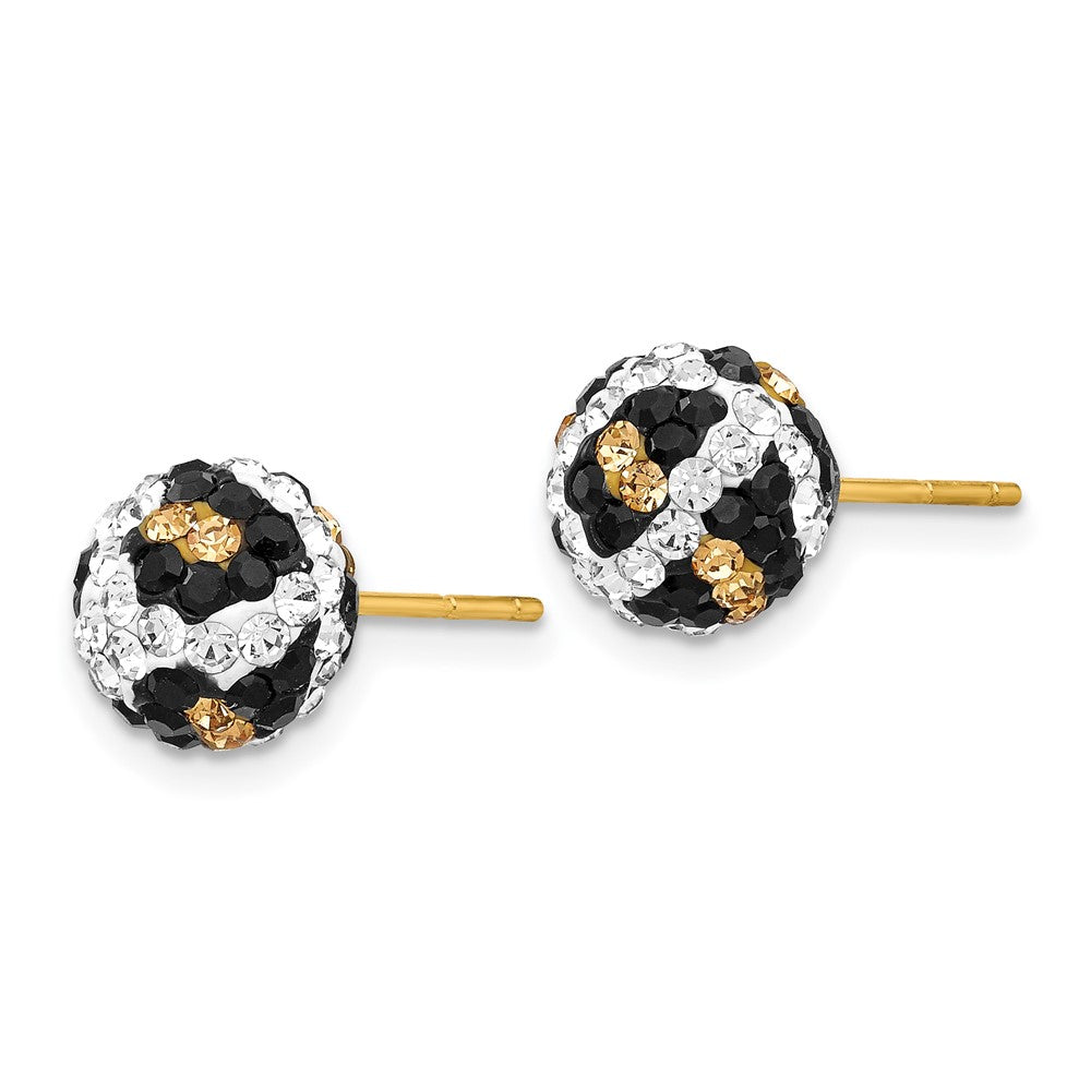 14k Post Leopard Pattern White Black Yellow Crystal Earrings