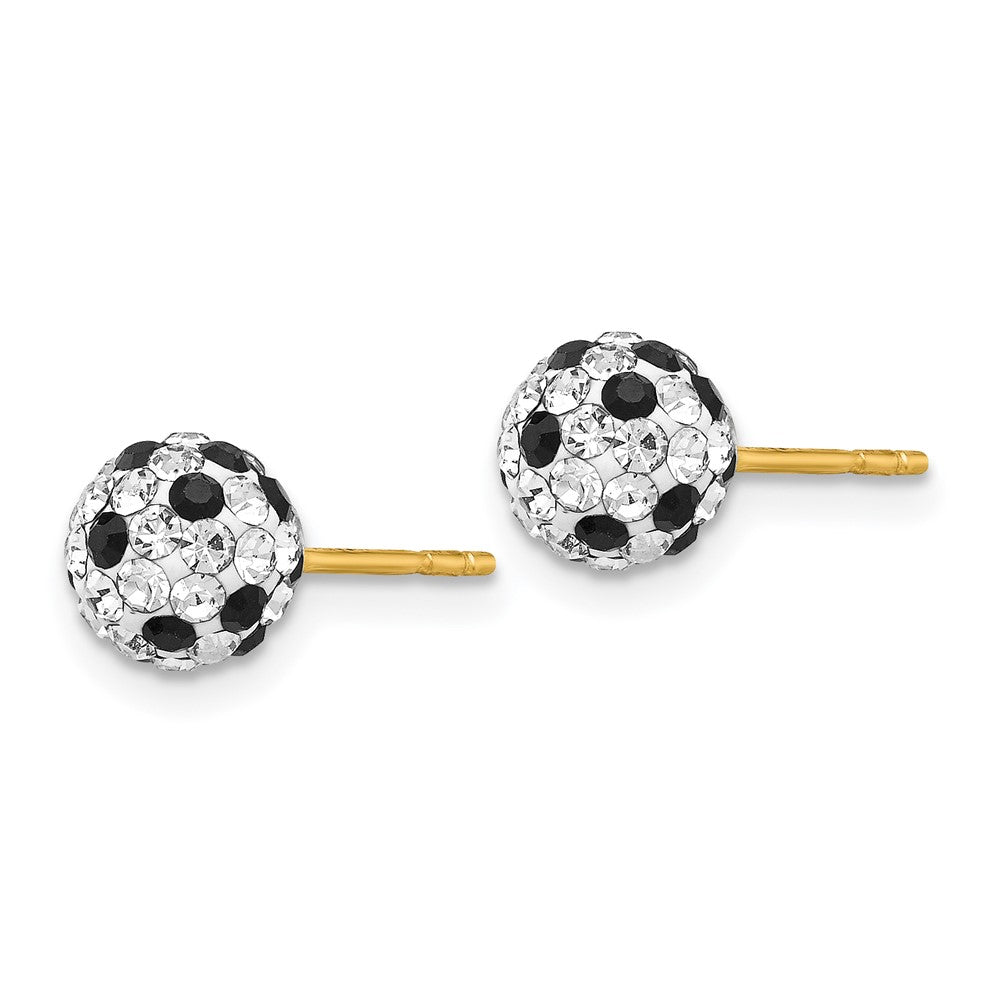 14k Black and White Crystal Post Earrings