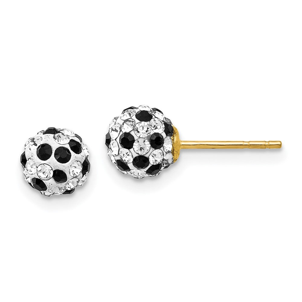 14k Black and White Crystal Post Earrings