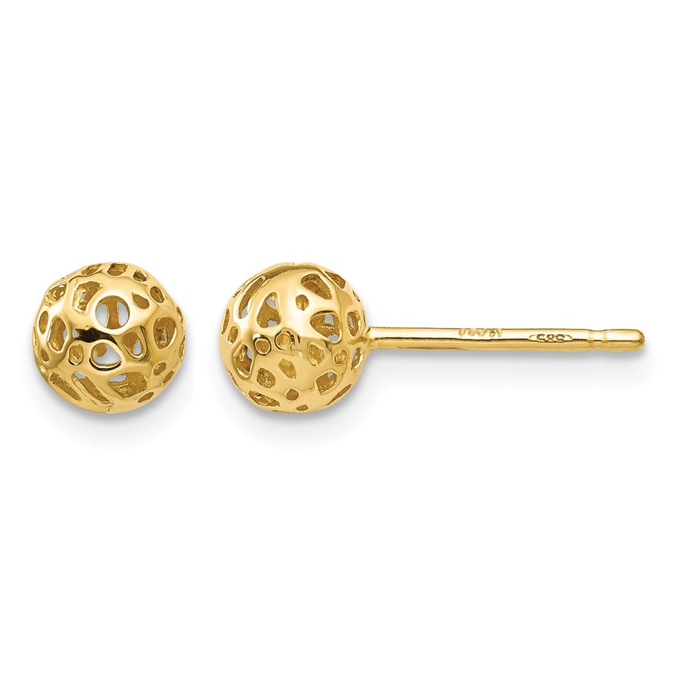 14K Fancy Pierced Ball Post Earrings