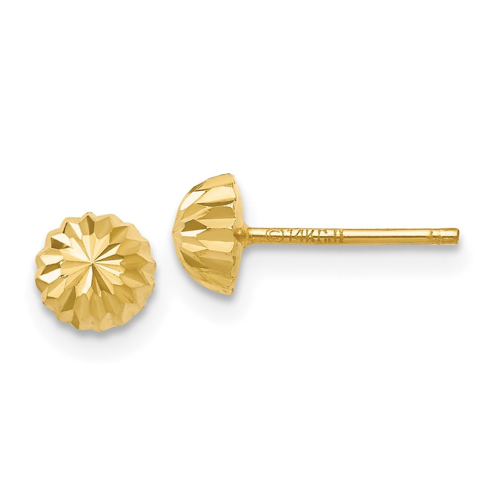 14k Gold Diamond-cut Domed Post Earrings