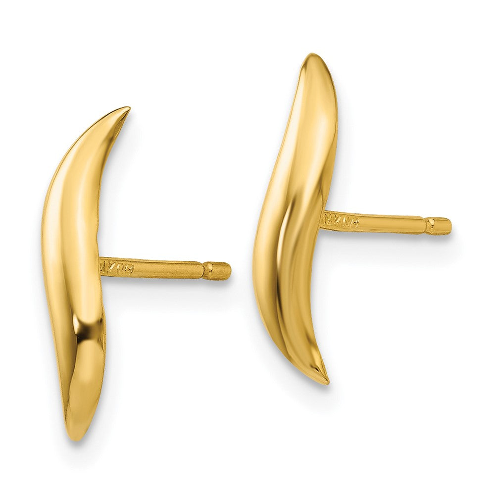14k Polished 3x Fancy Wave Post Earrings