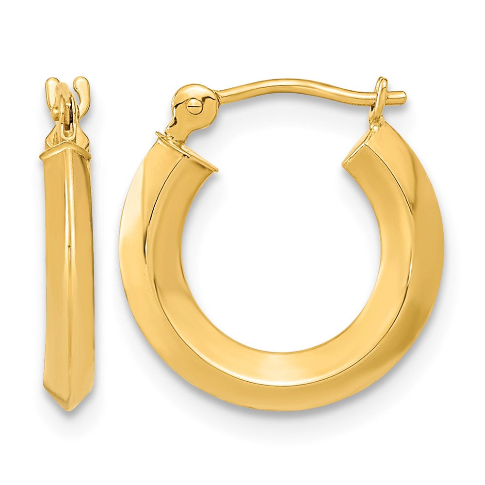 14k 2x Polished Knife-Edge Tube Hoop Earrings