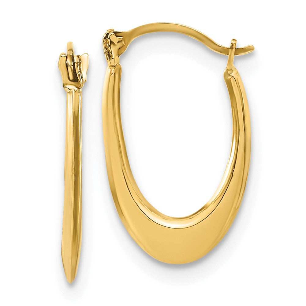 14k 2x Polished Hollow U-Shaped Hoop Earrings
