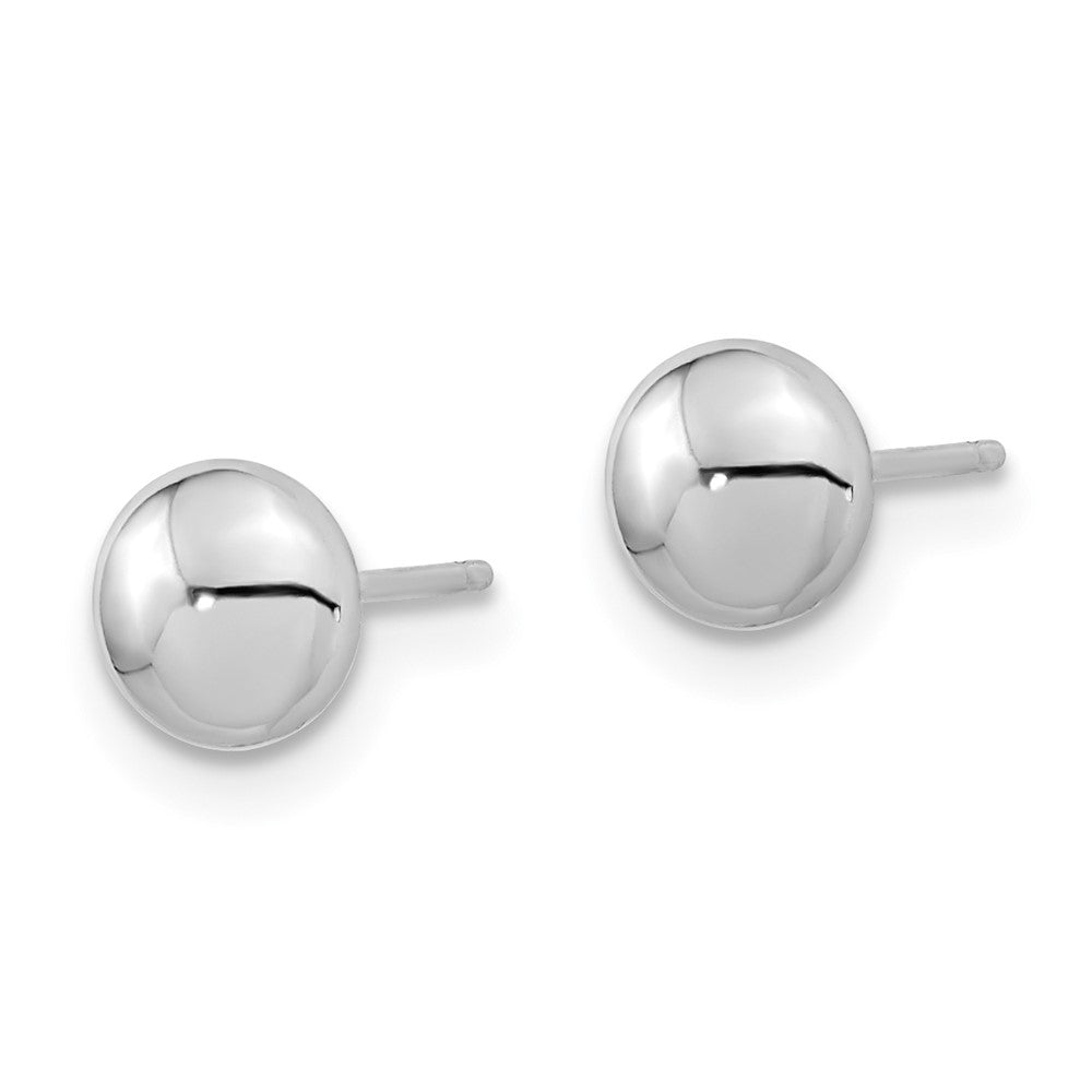 14k White Gold Polished Puffed Round Button Post Earrings