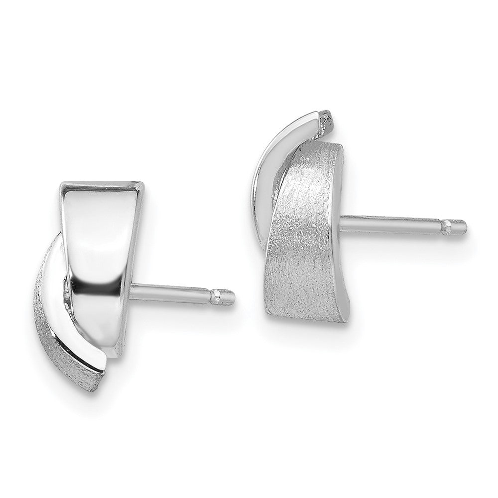 14k White Gold Polished and Satin 7x Fancy Overlap Post Earrings