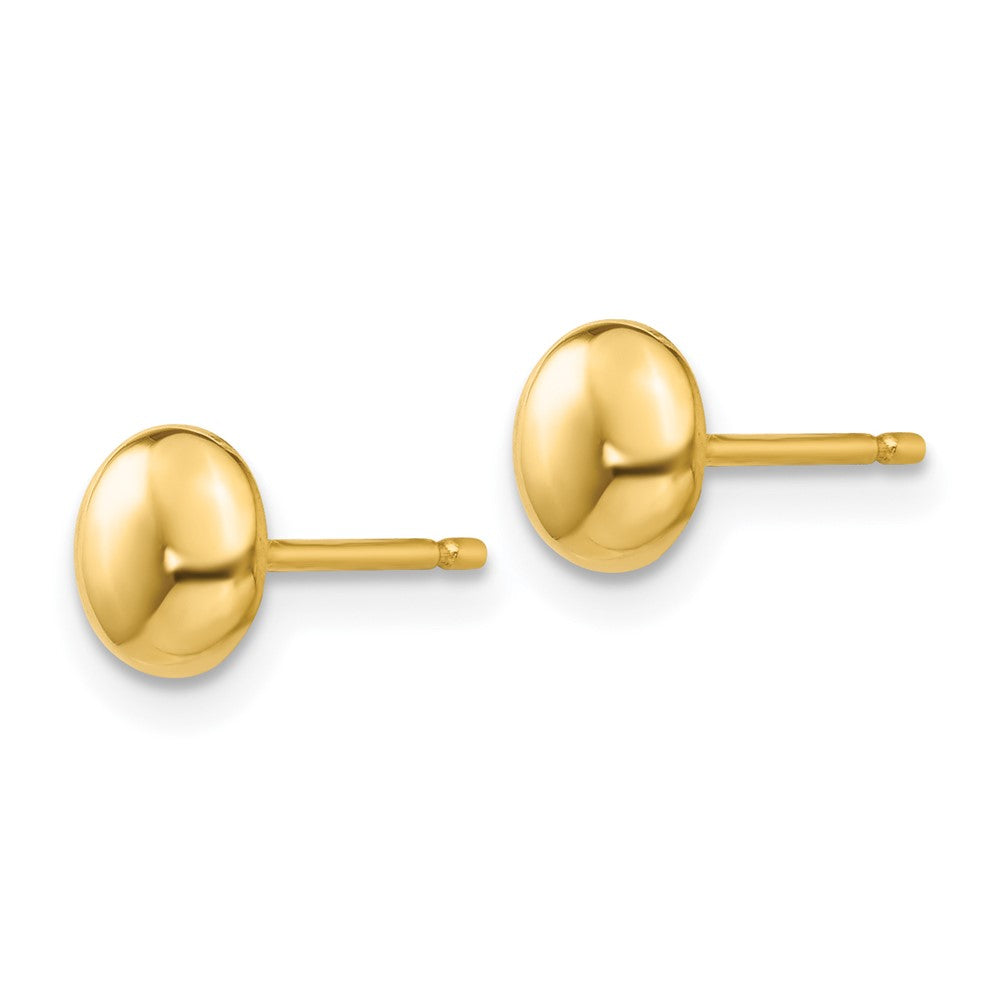 14k Polished Puffed Round Button Post Earrings