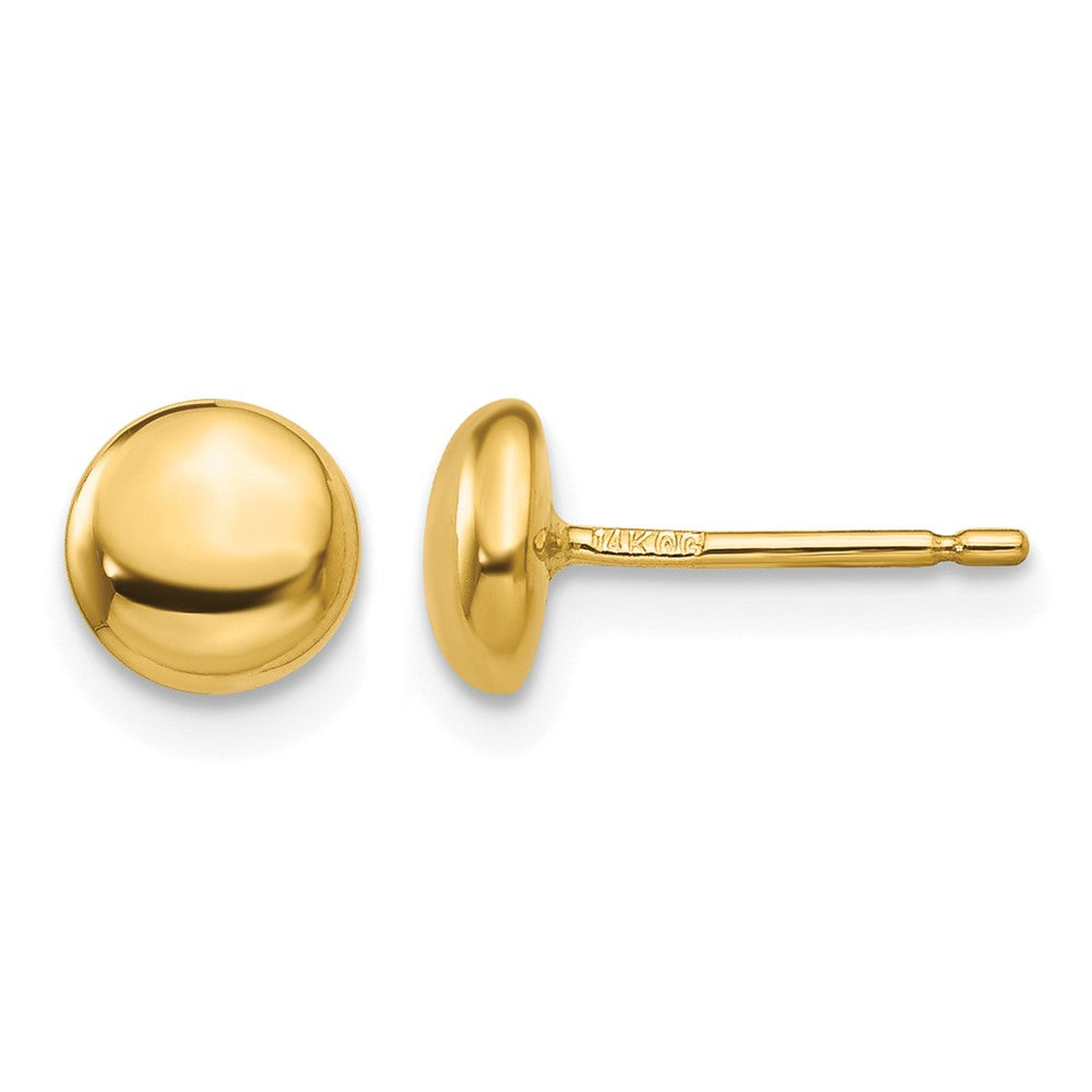14k Polished Puffed Round Button Post Earrings