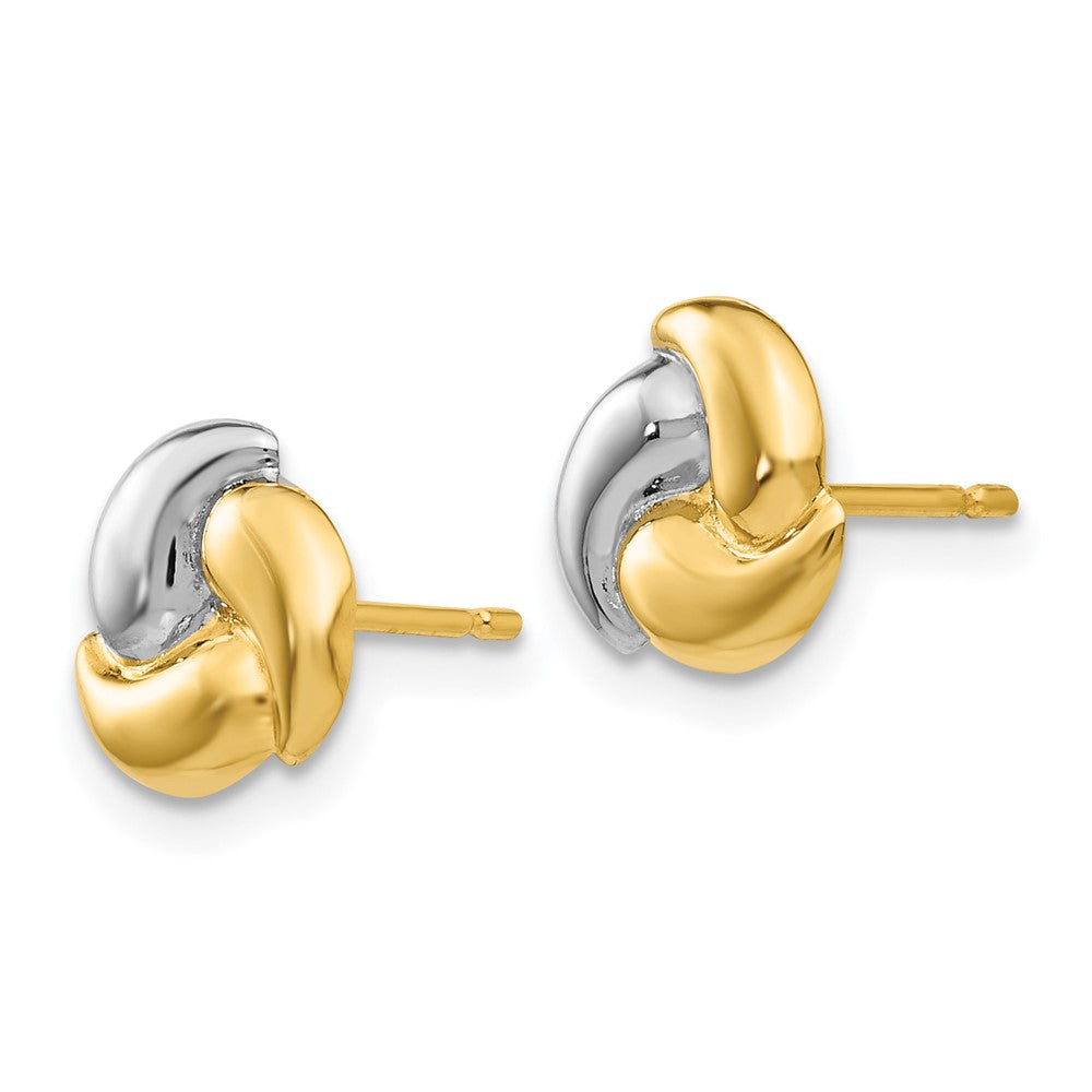 14k and White Rhodium Polished Fancy Trinity Knot Post Earrings