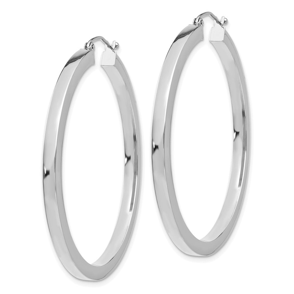14k White Gold 3x Polished Square Tube Hoop Earrings