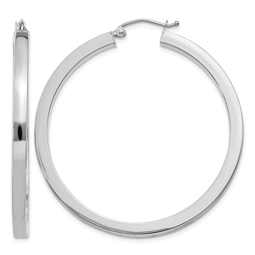 14k White Gold 3x Polished Square Tube Hoop Earrings