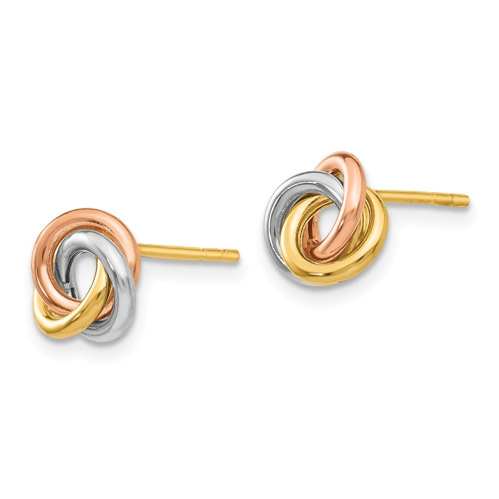 14k Tri-color Twisted Love Knot Post Earrings