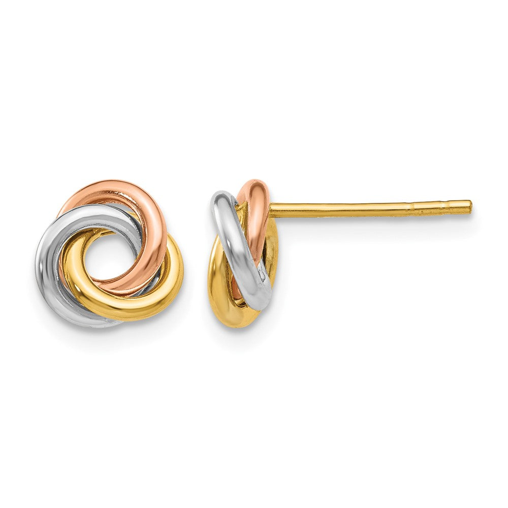 14k Tri-color Twisted Love Knot Post Earrings