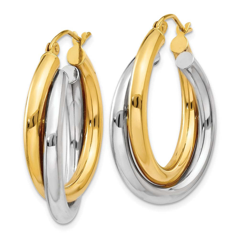 14k Two-tone Double Hoop Earrings