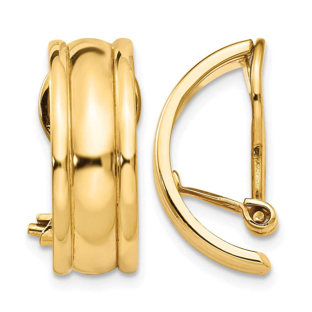 14k 7x Polished Half Hoop Omega Back Non-pierced Earrings