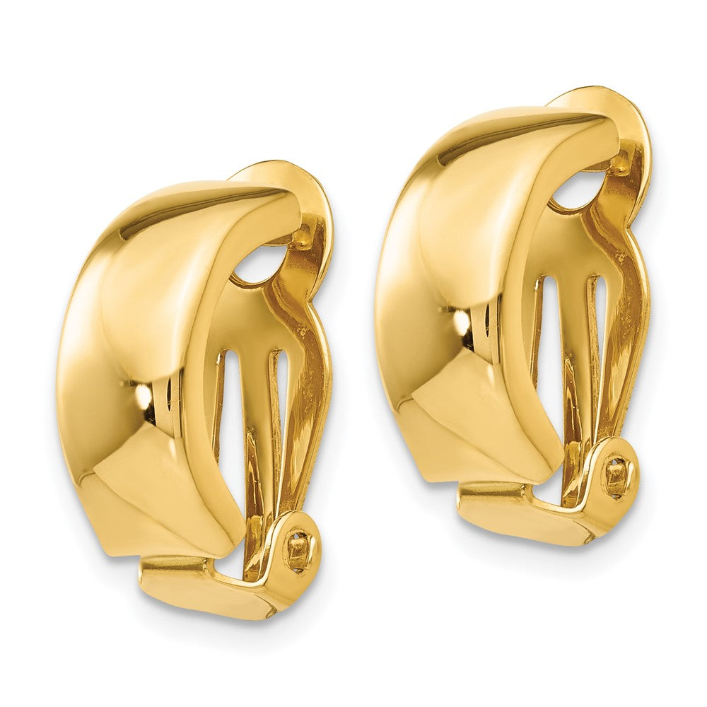 14k 6x Polished Half Hoop Omega Back Non-Pierced Earrings