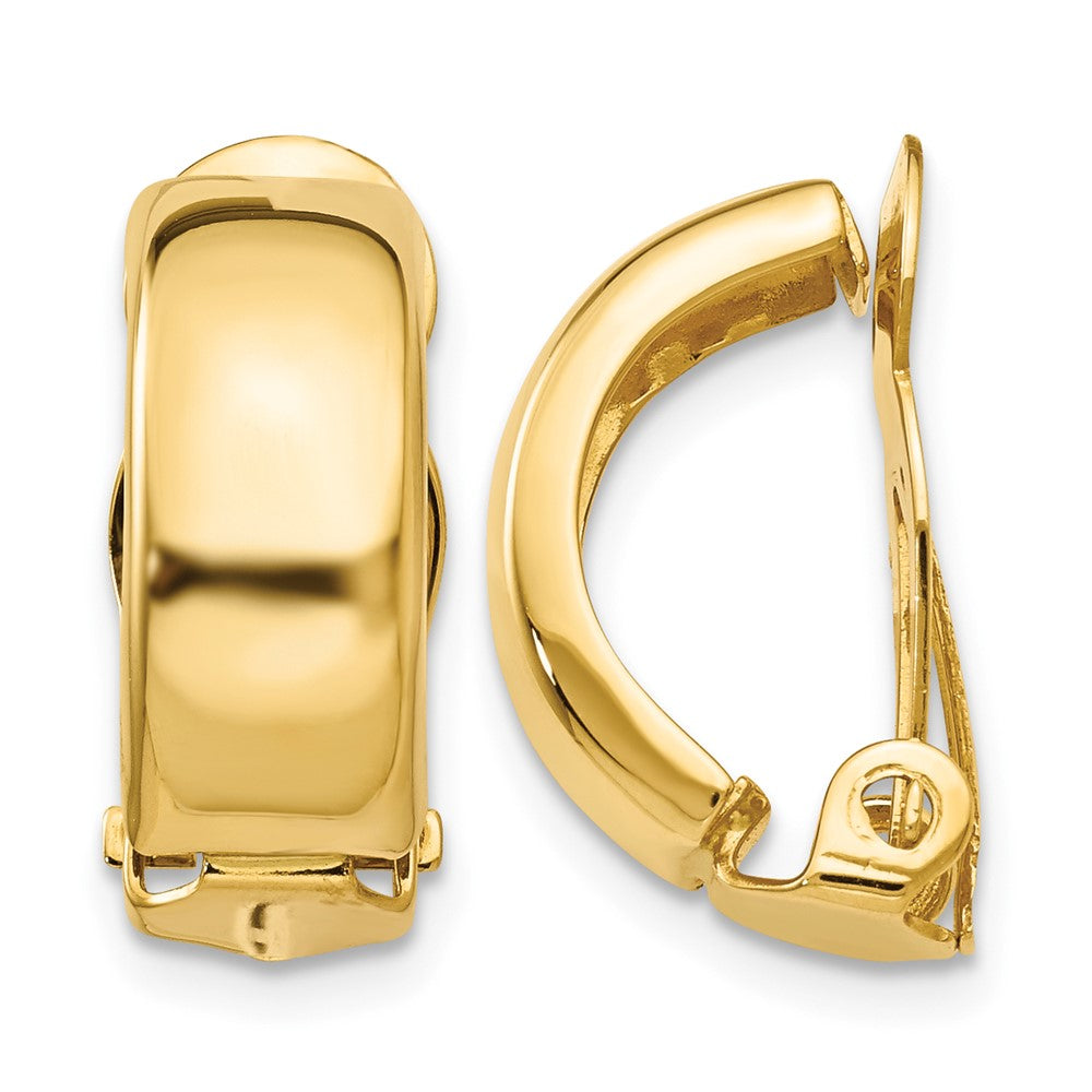 14k 6x Polished Half Hoop Omega Back Non-Pierced Earrings