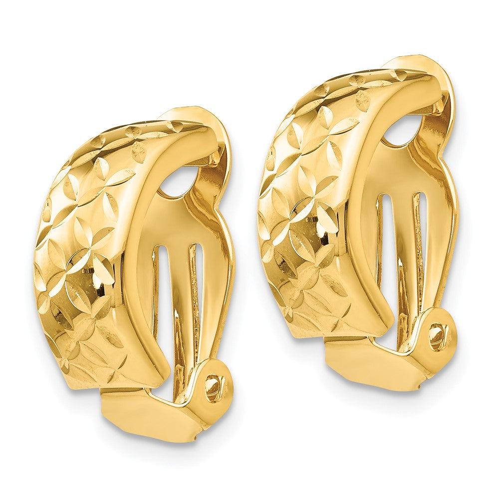 14k 6x Crisscross Half Hoop Omega Back Non-Pierced Earrings