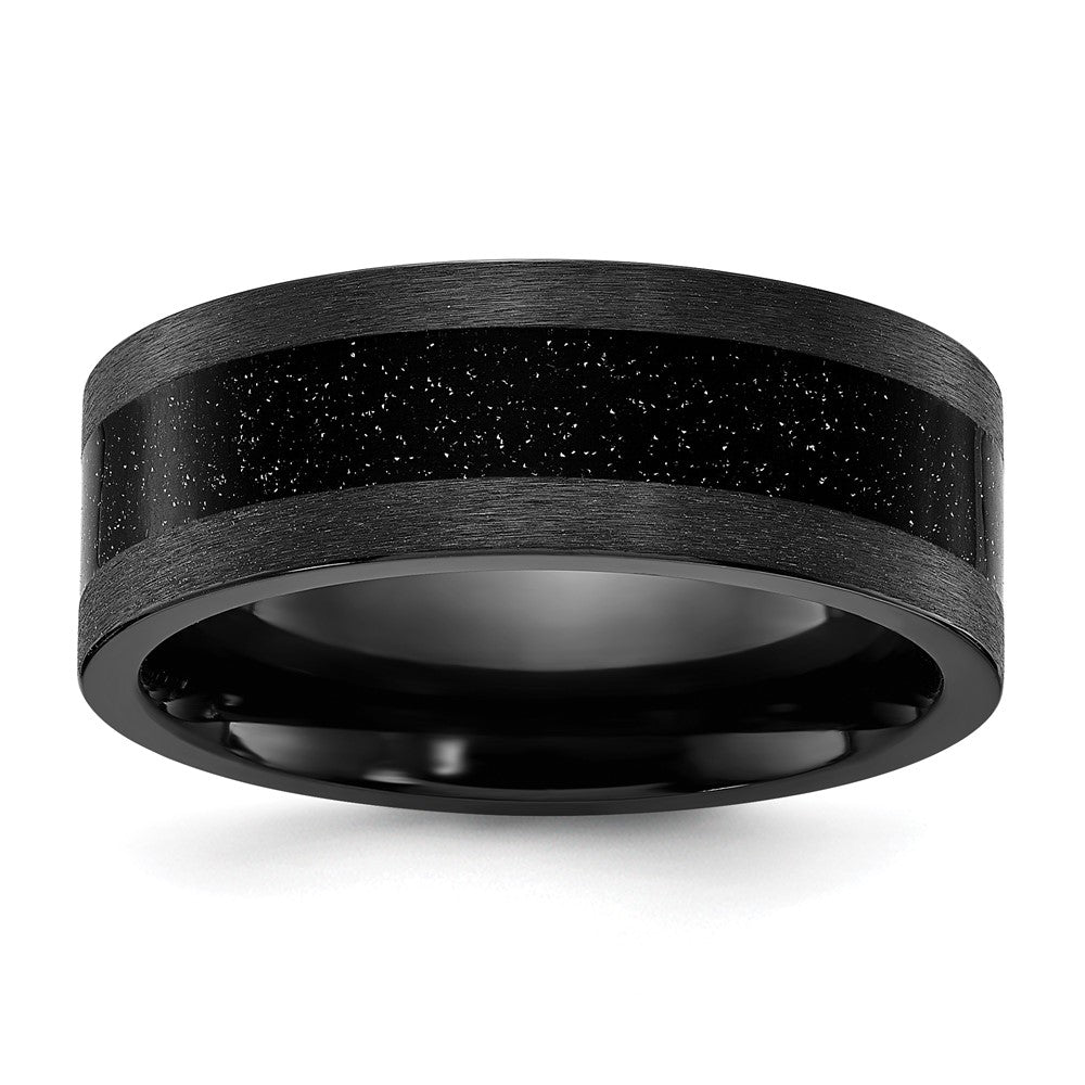 Chisel Black Zirconium Polished with Black Star Sandstone Inlay Band